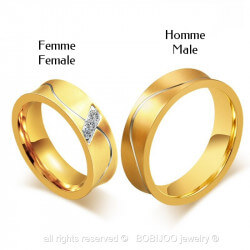 AL0011 BOBIJOO Jewelry Alleanza Anello Anello in Oro-finitura cromato Curvo Uomo Donna