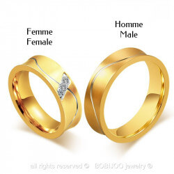 AL0011 BOBIJOO Jewelry Alliance-Ring, Ring, Vergoldet, weißgold Gebogene Mann Frau