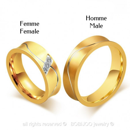 AL0011 BOBIJOO Jewelry Alliance Ring Ring Gold-plated finish, Curved Man Woman