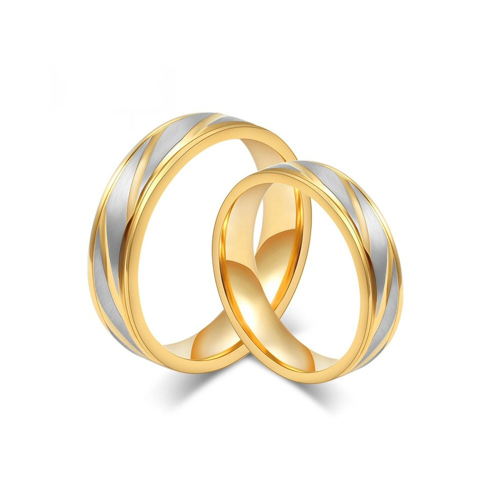 AL0012 BOBIJOO Jewelry Alianza Anillo Anillo chapado en Oro de acabado de Acero inoxidable Cepillado Pareja