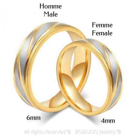 AL0012 BOBIJOO Jewelry Alliance Ring Ring Gold-plated finish Brushed stainless Steel Couple