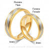 Alliance Bague Anneau Doré à l'Or Fin Acier Brossé Couple bobijoo