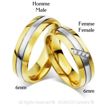AL0013 BOBIJOO Jewelry Alianza Anillo, De Oro Rhinestone Mujer Hombre