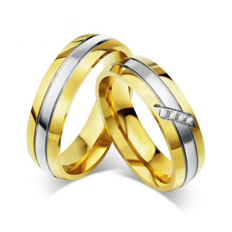 AL0013 BOBIJOO Jewelry Alliance-Ring, Vergoldet Gold Strass Frau Mann