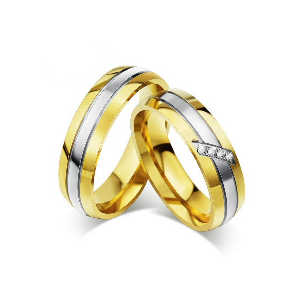 AL0013 BOBIJOO Jewelry Alleanza Anello, Oro Strass Donna Uomo