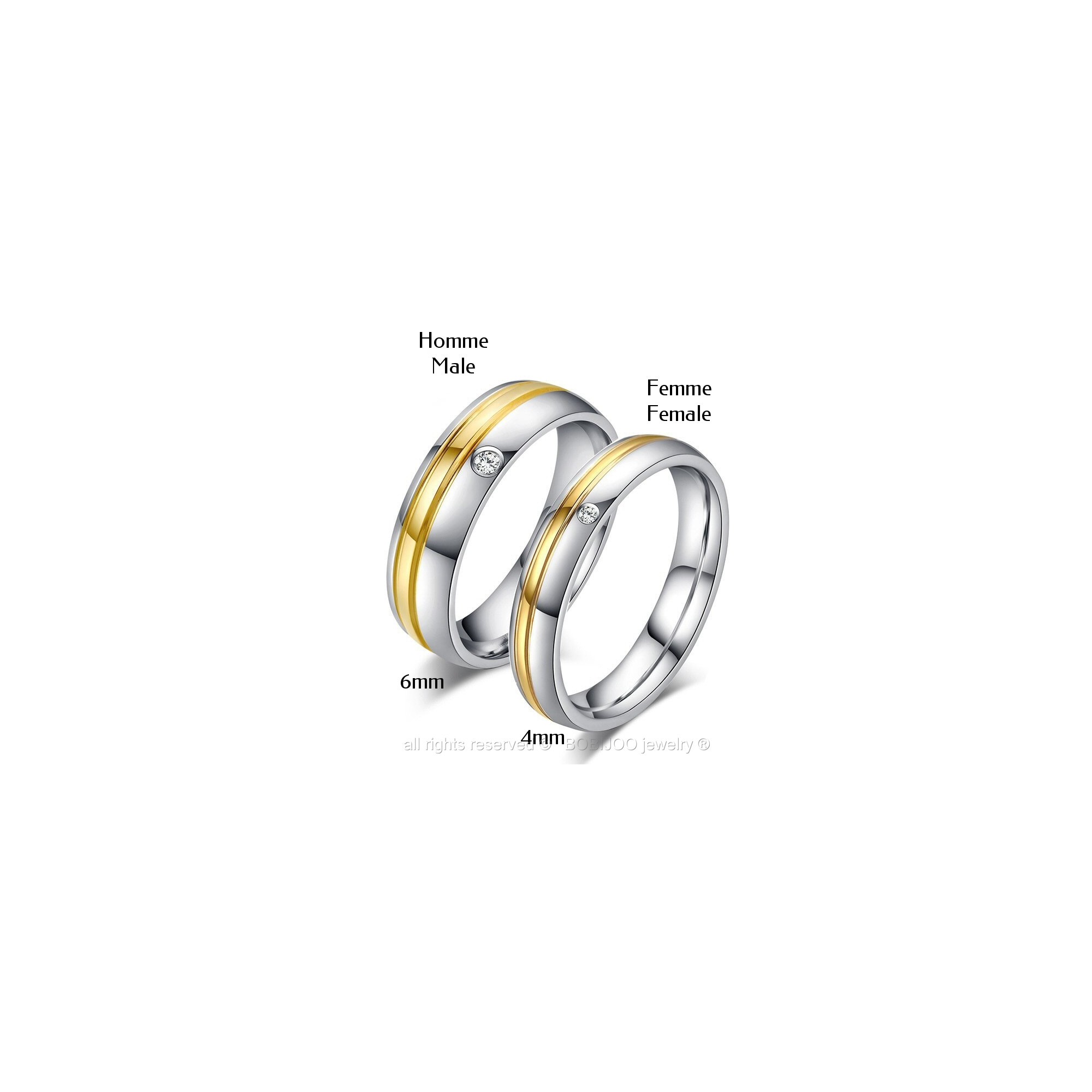 Bagues De Couple En Acier Inoxydable Tendance Bijoux De Mariage Exquis