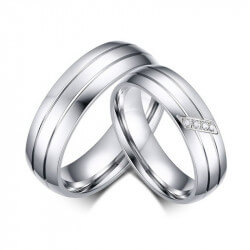 AL0017 BOBIJOO Jewelry Alleanza Anello In Acciaio Inossidabile Coppia Mista Zircone