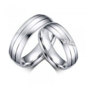 AL0017 BOBIJOO Jewelry Alliance-Ring, Edelstahl, Paar, Gemischte Zirkon