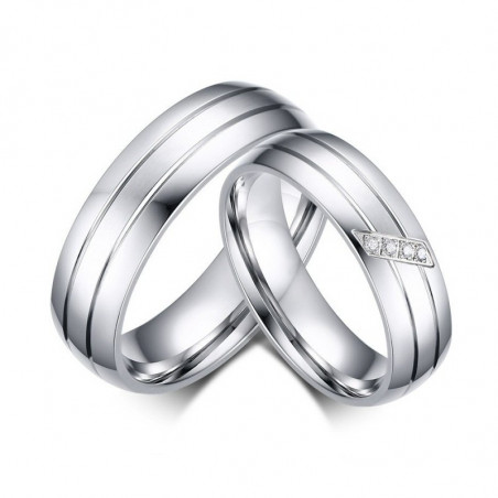 AL0017 BOBIJOO Jewelry Alliance Ring Stainless Steel Couple Mixed Zircon