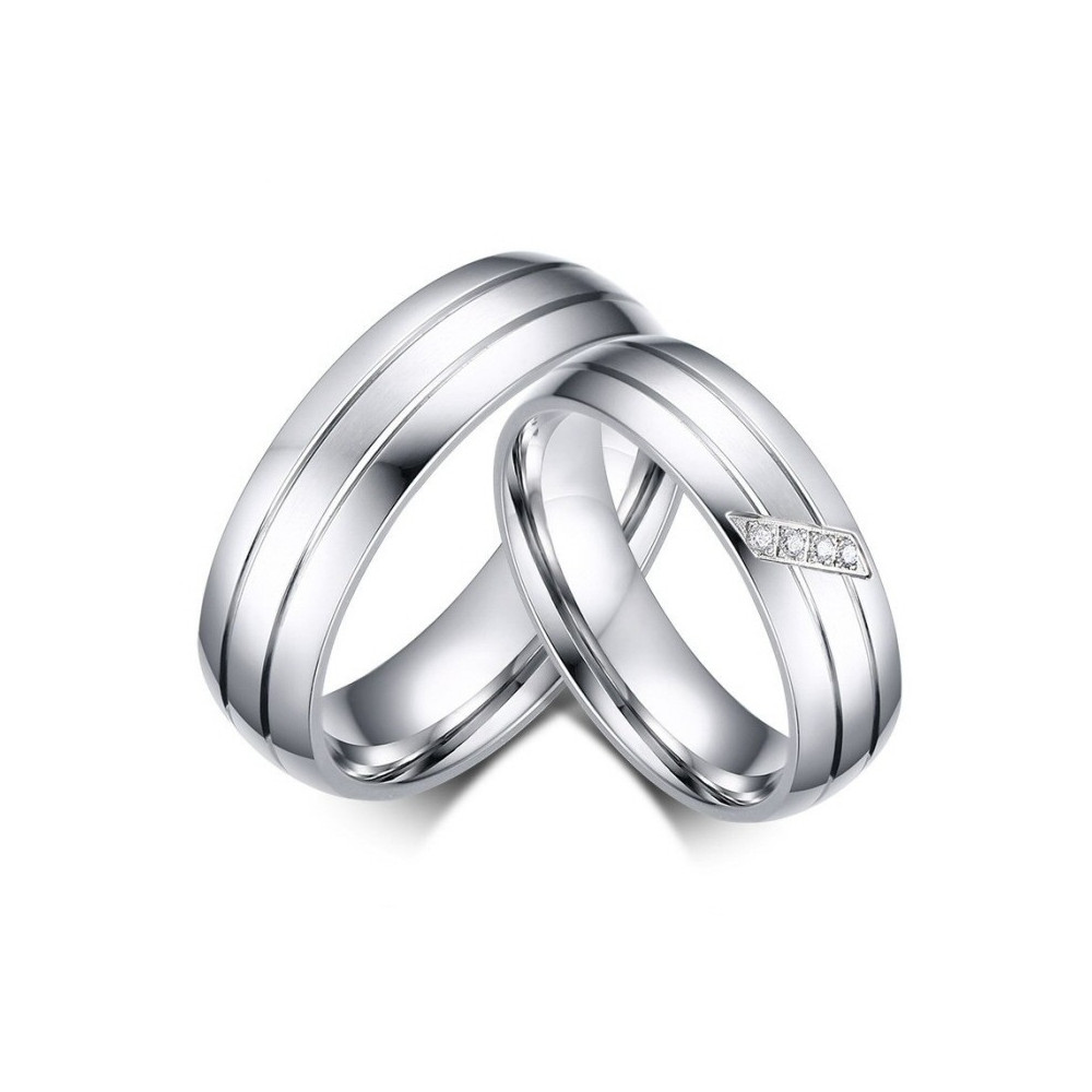 AL0017 BOBIJOO Jewelry Alliance Ring Stainless Steel Couple Mixed Zircon