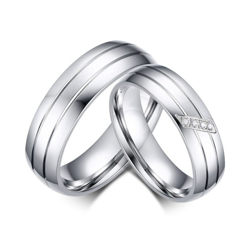 Bague anneau alliance acier 316L zirconiums taille au choix bijou femme neuf