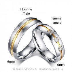 AL0019 BOBIJOO Jewelry Alliance Stainless Steel Ring with Rhinestones, Wire, Gold