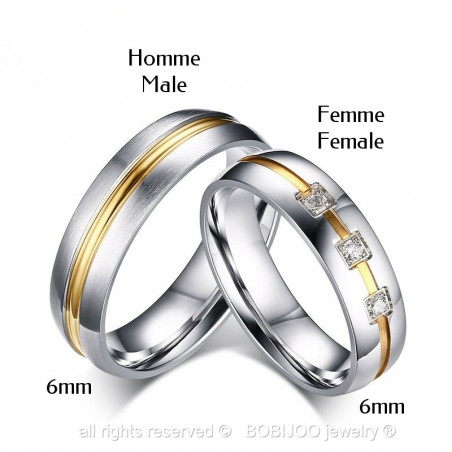 AL0019 BOBIJOO Jewelry Allianz Edelstahl Ring, Strass-Draht, Vergoldet, Gold