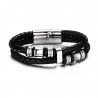 Bracelet Vrai Cuir Noir Acier Inoxydable charms bobijoo