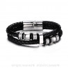 BR0105 BOBIJOO Jewelry Armband Echtes Leder Schwarz Edelstahl charms