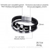 BR0108 BOBIJOO Jewelry Bracelet Real Leather Black Stainless Steel