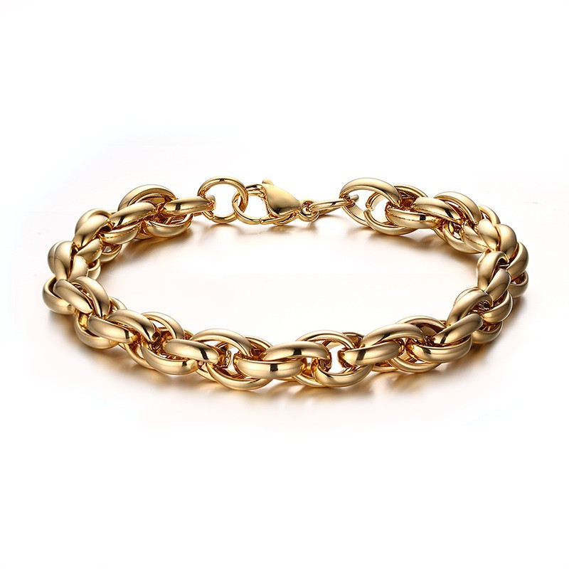 BR0111 BOBIJOO Jewelry Bracelet Mixed Mesh Interwoven Steel Golden