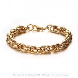 BR0111 BOBIJOO Jewelry Bracelet Mixed Mesh Interwoven Steel Golden