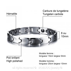 Bracelet Tungstène Hématite Magnétique Bio Energie bobijoo