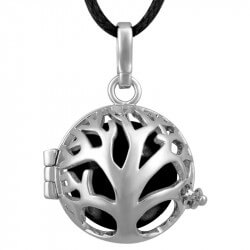 GR0013 BOBIJOO Jewelry Necklace Pendant Bola Cage Musical Tree of Life Silver Black