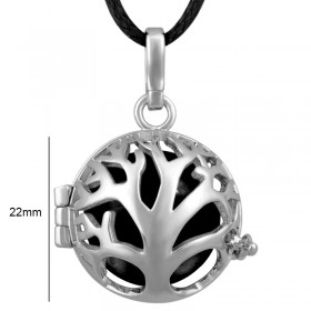 GR0013 BOBIJOO Jewelry Halskette Anhänger Bola Käfig Musikalischen Baum des Lebens, Silber-Schwarz