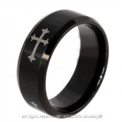 BA0110 BOBIJOO Jewelry Ring Black Men's Wedding Ring Templar Cross Religious