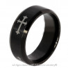 Bague Noire Alliance Homme Templière Croix Religieuse bobijoo