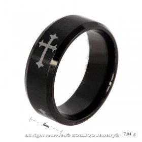 BA0110 BOBIJOO Jewelry Anello Nero Uomo Matrimonio Anello Croce Templare Religiosa