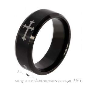 BA0110 BOBIJOO Jewelry Ring Black Men's Wedding Ring Templar Cross Religious