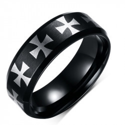BA0111 BOBIJOO Jewelry Ring Black Alliance Ring Man Cross of the knights templar