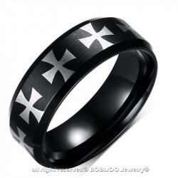 BA0111 BOBIJOO Jewelry Schwarzer ring-Alliance-Ring, Mann, der Kreuz der templer