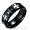 BA0111 BOBIJOO Jewelry Anillo Alianza Negra Anillo de Hombre de la Cruz de los caballeros templarios