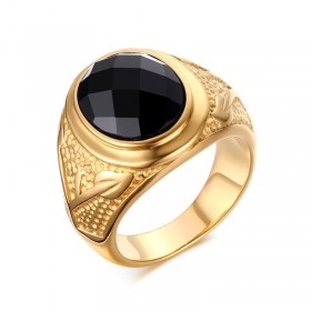 BA0113 BOBIJOO Jewelry Siegelring Achat Vergoldet mit echtgold-Dekor-Branche