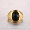 BA0113 BOBIJOO Jewelry Anello Agata Nera, Decorazioni in Oro Ramo