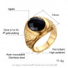 BA0113 BOBIJOO Jewelry Signet ring Black Agate, Gold Decor Branch