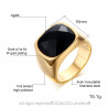 BA0115 BOBIJOO Jewelry Siegelring Achat Rechteckig Schwarz Vergoldet Gold Ende