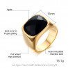 BA0115 BOBIJOO Jewelry Signet ring Agate, Rectangular, Black, Gold
