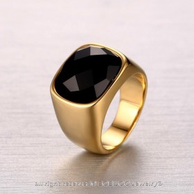 BA0115 BOBIJOO Jewelry Anello Agata, Rettangolare, Nero, Oro