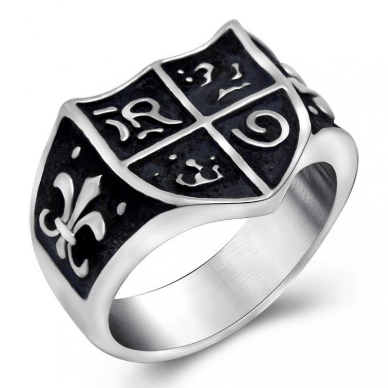 BA0118 BOBIJOO Jewelry Anello con castone di Anello, Giovanna d'Arco Royalism Lys Templari