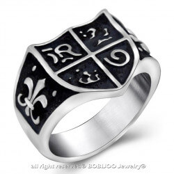 BA0118 BOBIJOO Jewelry Siegelring Ring Jeanne d ' Arc Royalisme Lilie Templer