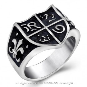 Chevalière Bague Jeanne d'Arc Royalisme Lys Templier bobijoo