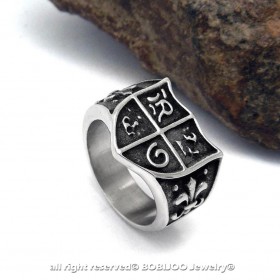 BA0118 BOBIJOO Jewelry Siegelring Ring Jeanne d ' Arc Royalisme Lilie Templer