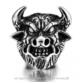 BA0121 BOBIJOO Jewelry Siegelring Zigeuner Schausteller Camargue Stier Stahl