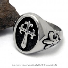 BA0125 BOBIJOO Jewelry Knight Sword Fleur De Lys Steel, Silver