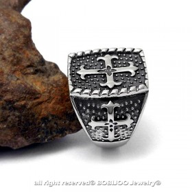 BA0127 BOBIJOO Jewelry Anillo anillo de Hombre de Acero Negro de la Cruz de los Lirios