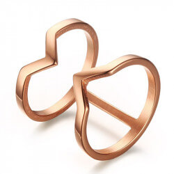 BAF0023 BOBIJOO Jewelry Anello doppio anello dorato in oro rosa
