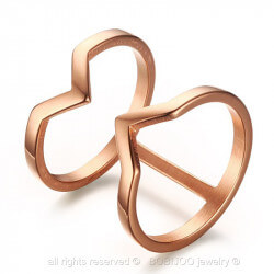 BAF0023 BOBIJOO Jewelry Anello doppio anello dorato in oro rosa
