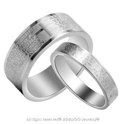 AL0047 BOBIJOO Jewelry Alliance Ring Silver Jesus Cross Bible Prayer Couple