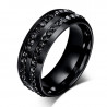 AL0048 BOBIJOO Jewelry Alliance Ring Black Double Rhinestone Stainless Steel