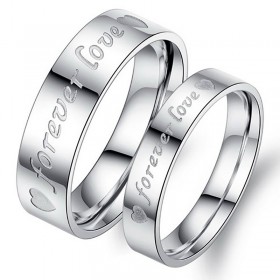 Bague Alliance Argenté Forever Love Acier Inox bobijoo